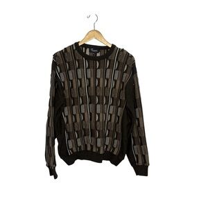 Tosani Canada Men's Size Large Brown Vintage Cotton Textured Pullover Sweater